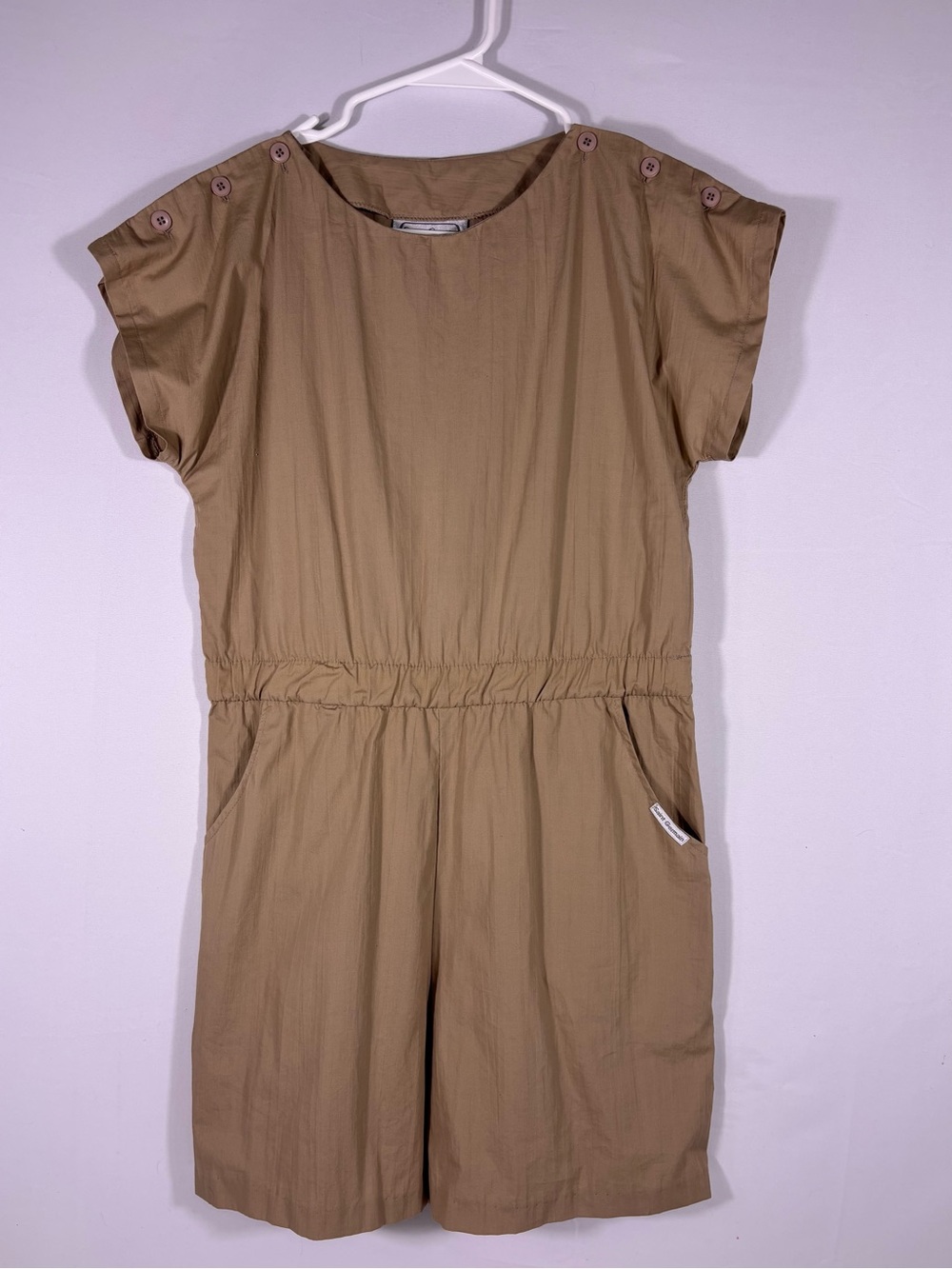 Vintage Saint Germain Khaki Cotton Utility Romper Safari Shorts Size 38